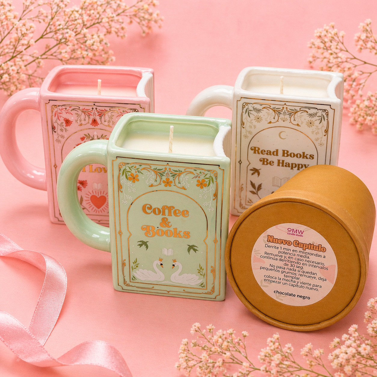 Vela Taza Rosa de Frambuesa y vainilla + Recarga a elegir (800gr)