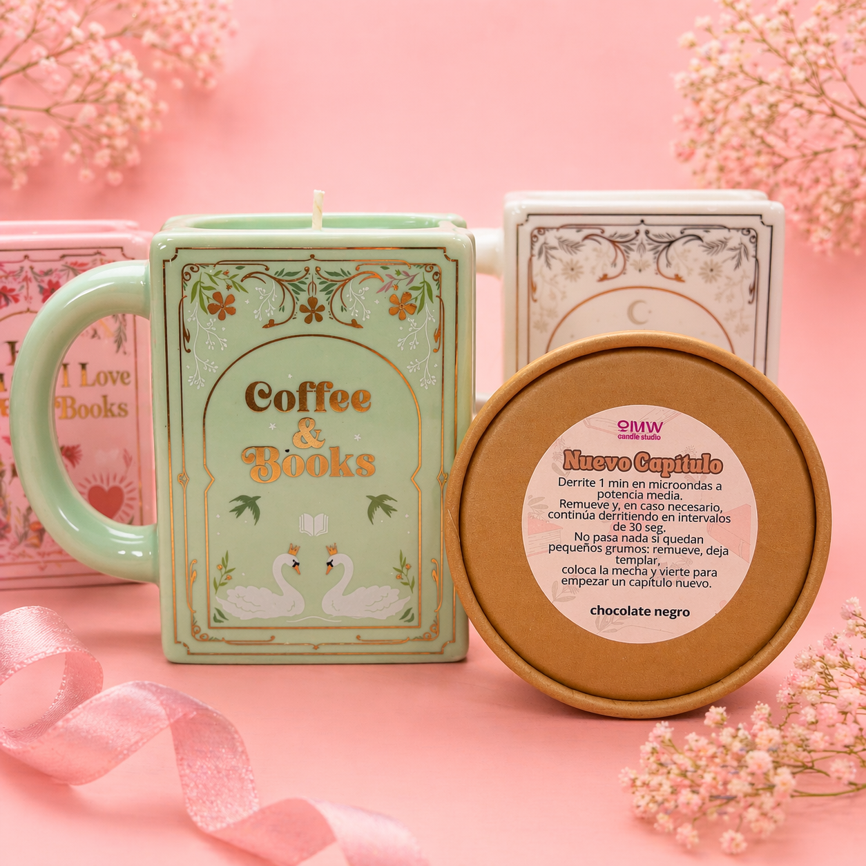 Vela Taza Verde de Café con leche + Recarga a elegir (800gr)