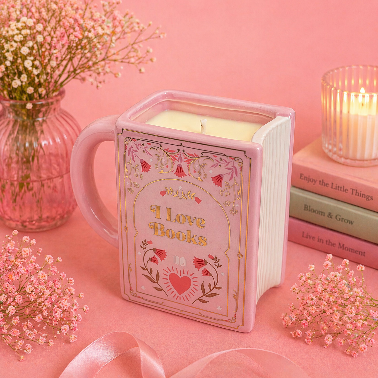 Vela Taza Rosa de Frambuesa y vainilla + Recarga a elegir (800gr)