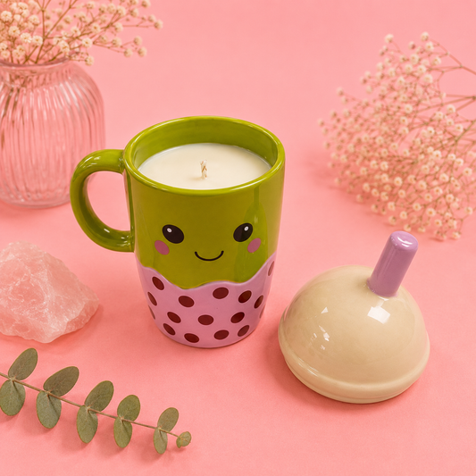 Vela Kawaii con aroma a Smoothie de pepino + Recarga de Limón y nata (720 gr)